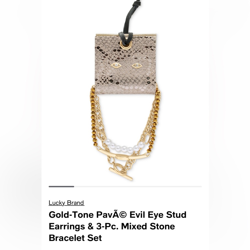 Lucky Brand Evil Eye Bracelet and Earring Set